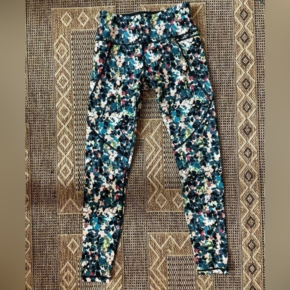 SWEATY BETTY Power Full Length Blue Floral Splash Workout Legging Size XS - Picture 3 of 5